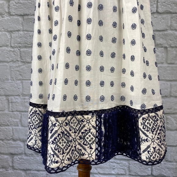 NWT Maeve Jansen Ivory Navy Embroidered Skirt - Picture 5 of 8